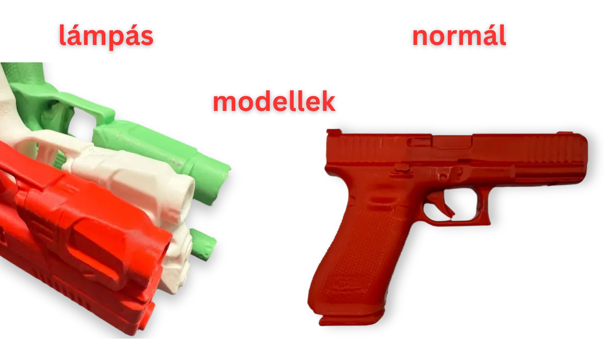 3D fegyver- és lámpamásolatok, amelyekre a tokokat beállítjuk