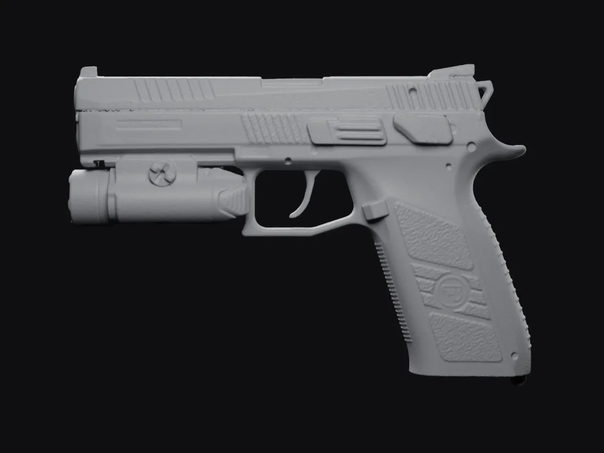 CZ P-09 + Olight PL-3R Valkyrie real size 3D scan STL, holster mold – left side