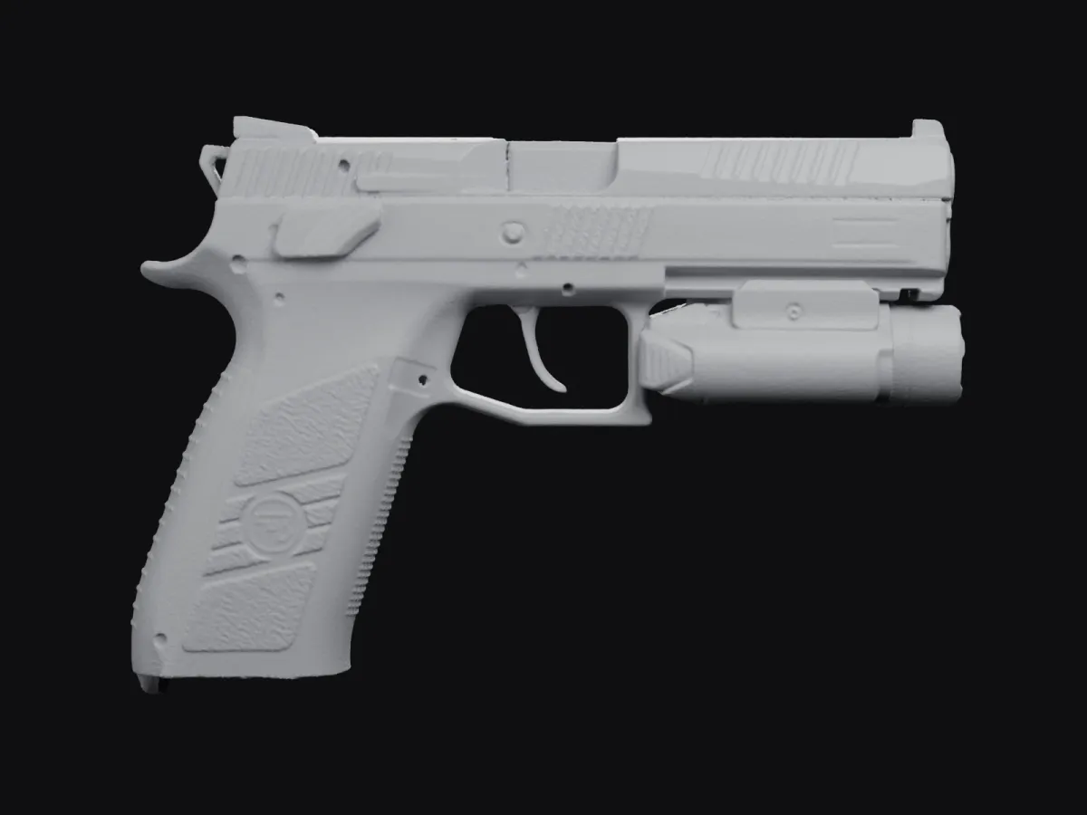 CZ P-09 + Olight PL-3R Valkyrie real size 3D scan STL, holster mold – right side