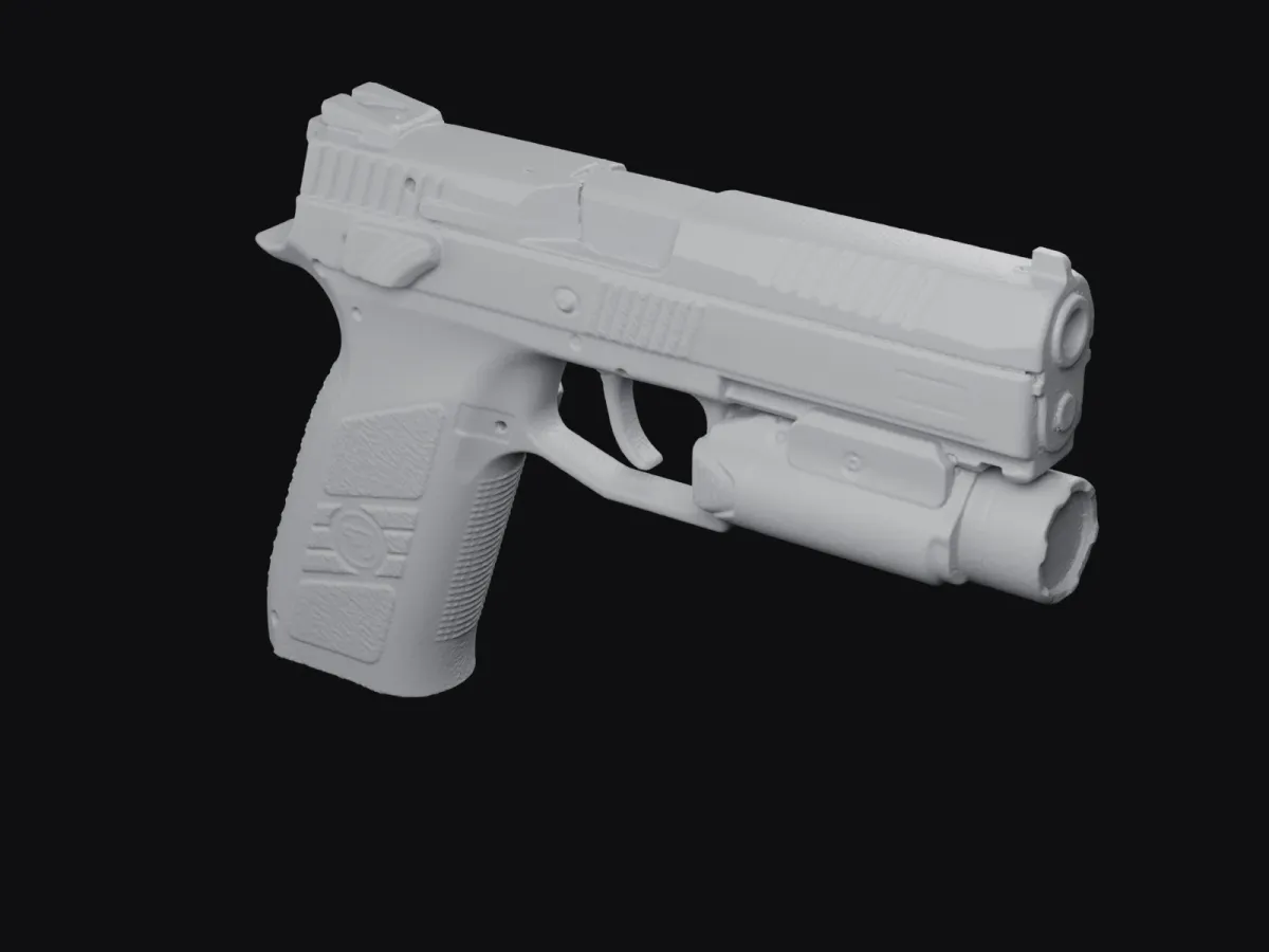 CZ P-09 + Olight PL-3R Valkyrie 1:1 3D szken STL, tokkészítő sablon – háromnegyed nézet