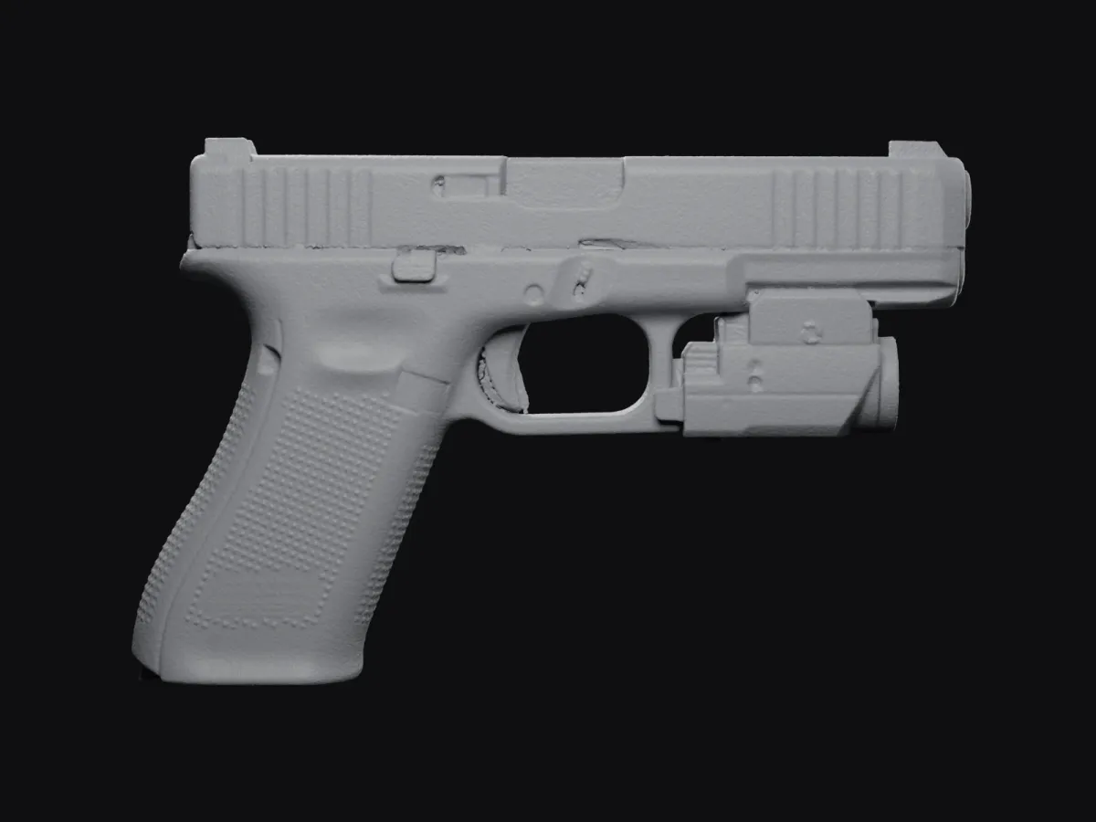 Glock 17 Gen5 + Klarus GL2 1:1 3D szken STL, tokkészítő sablon – bal oldal