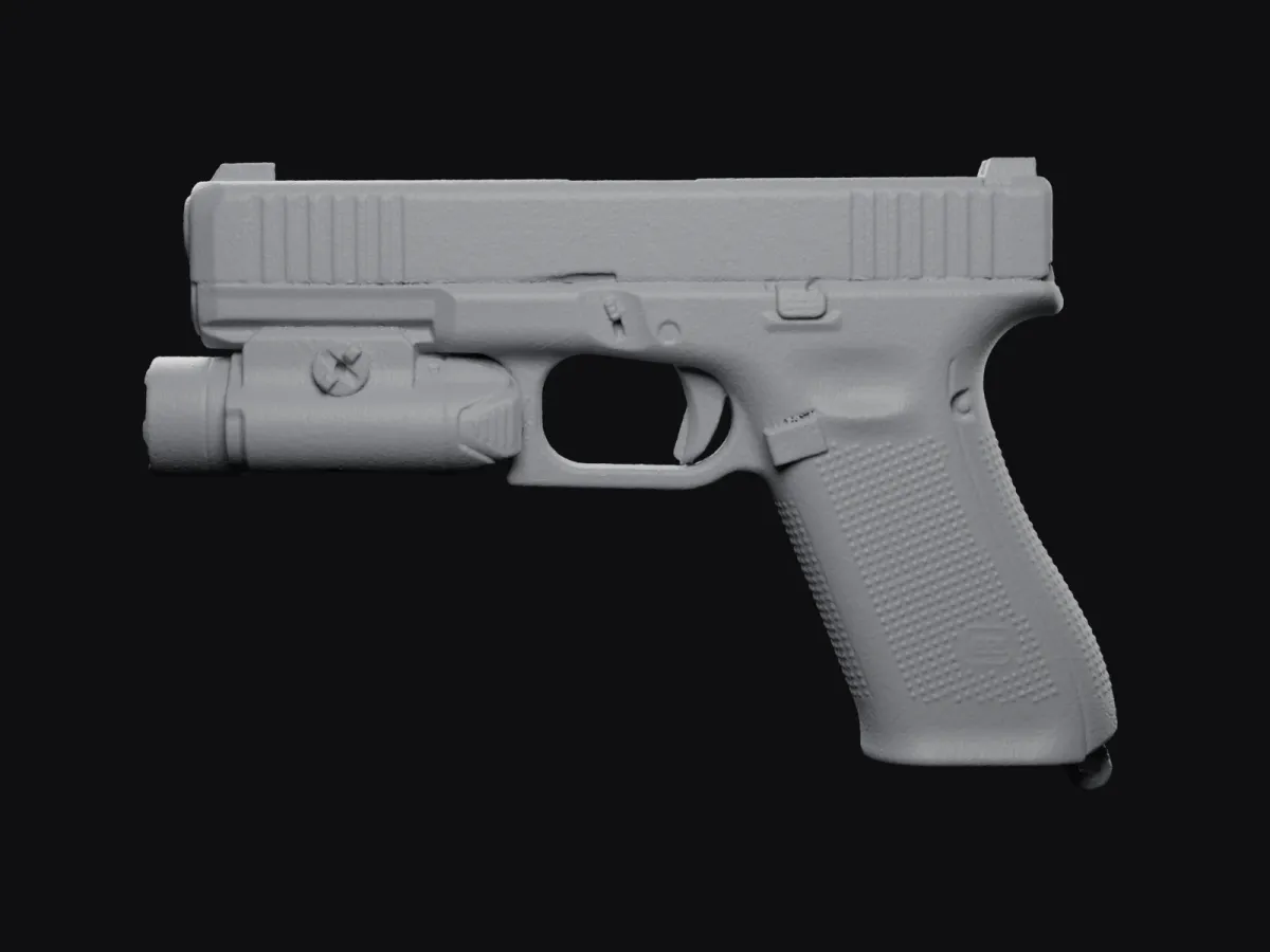 Glock 17 Gen5 + Olight PL-3R Valkyrie 1:1 3D szken STL, tokkészítő sablon – bal oldal