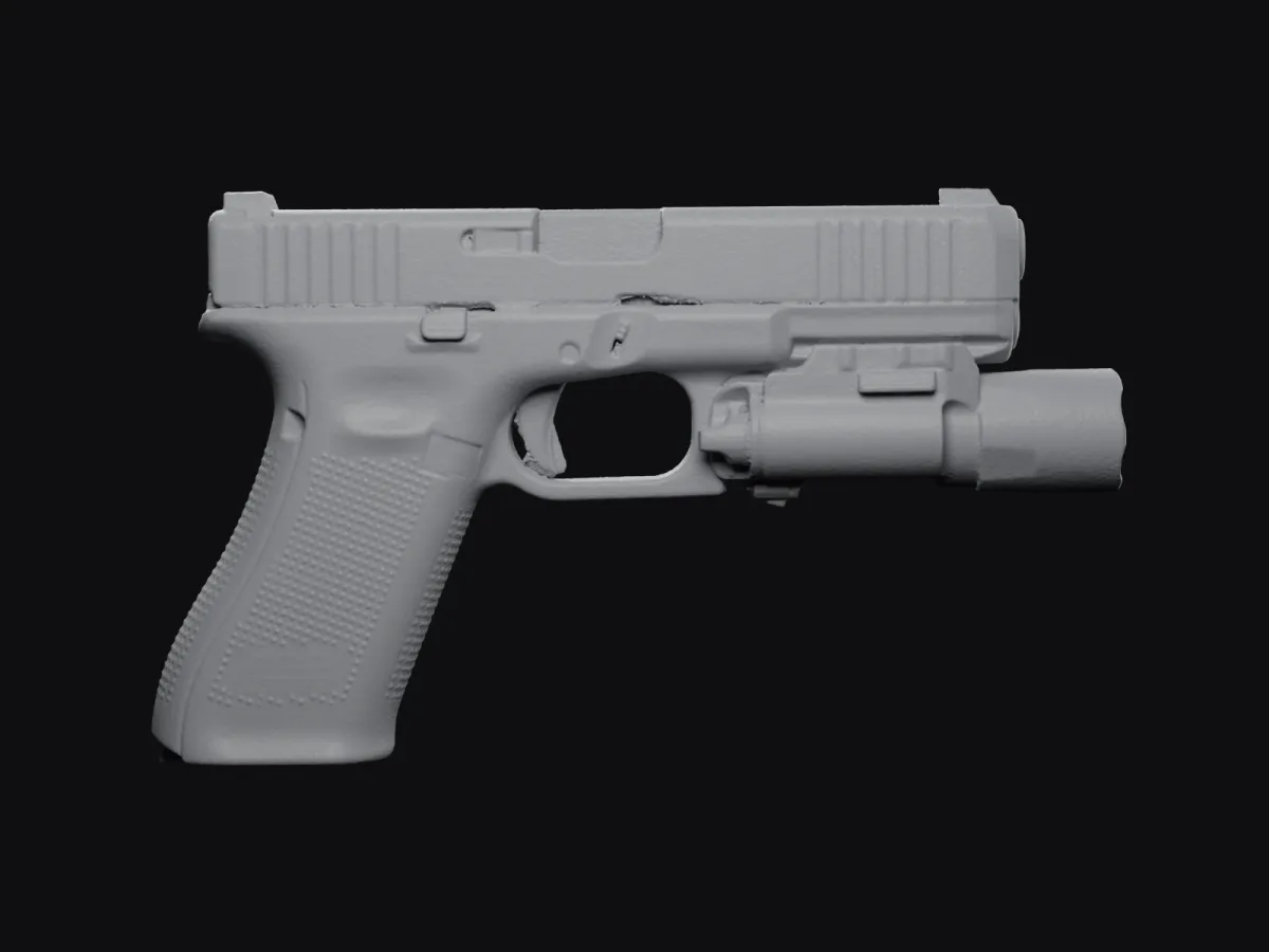 Glock 17 Gen5 + SureFire X300 real size 3D scan STL, holster mold – left side
