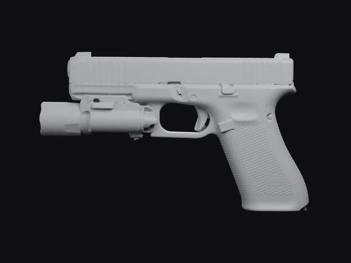 Glock 17 Gen5 + SureFire X300 real size 3D scan STL, holster mold – right side