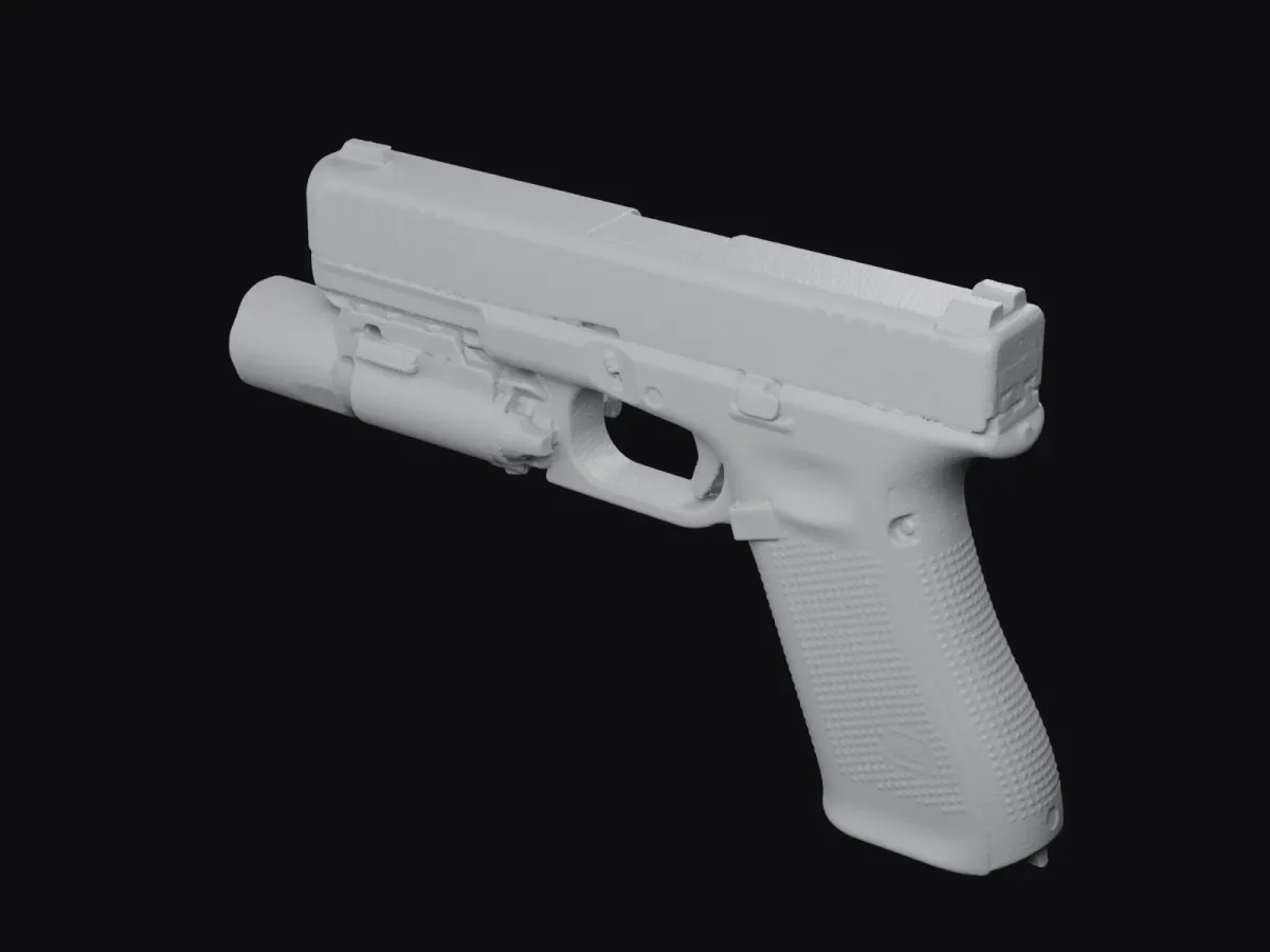 Glock 17 Gen5 + SureFire X300 1:1 3D szken STL, tokkészítő sablon – háromnegyed nézet