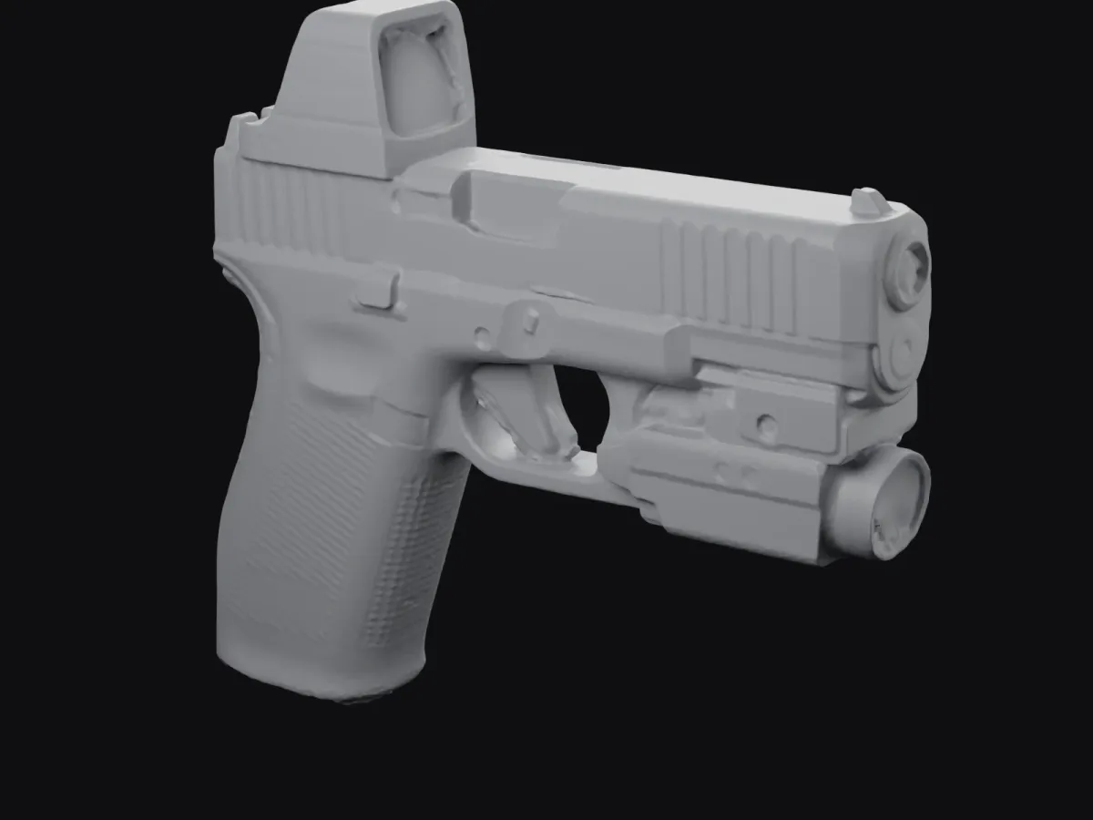 Glock 45 + Olight Baldr S + Red Dot 1:1 3D szken STL, tokkészítő sablon – hátsó háromnegyed nézet