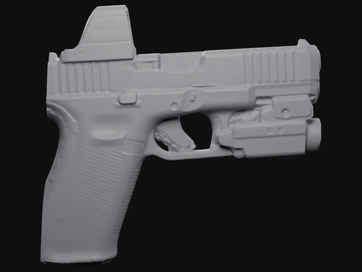 Glock 45 + Olight Baldr S + Red Dot real size 3D scan STL, holster mold – left side