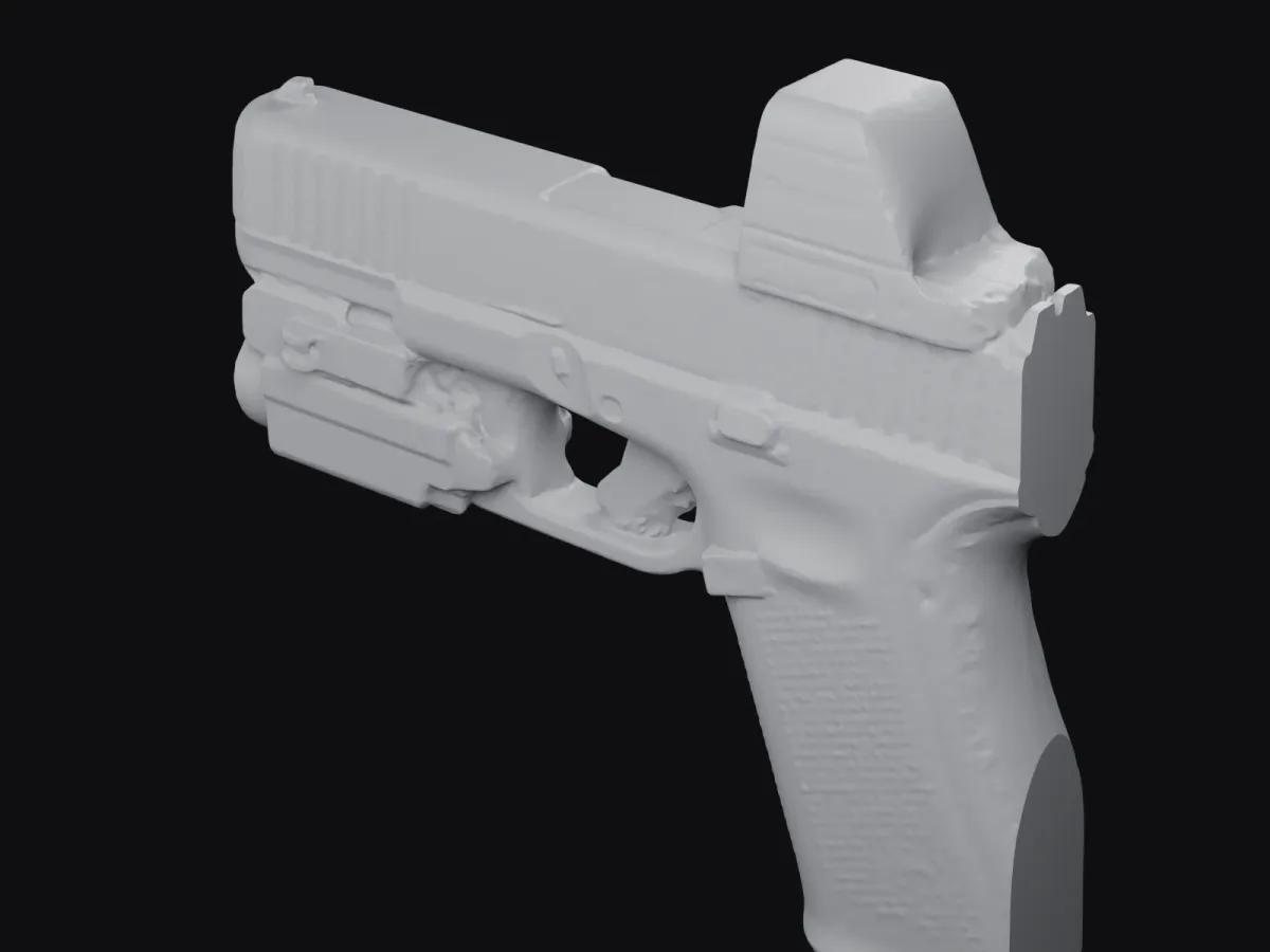 Glock 45 + Olight Baldr S + Red Dot real size 3D scan STL, holster mold – three-quarter view