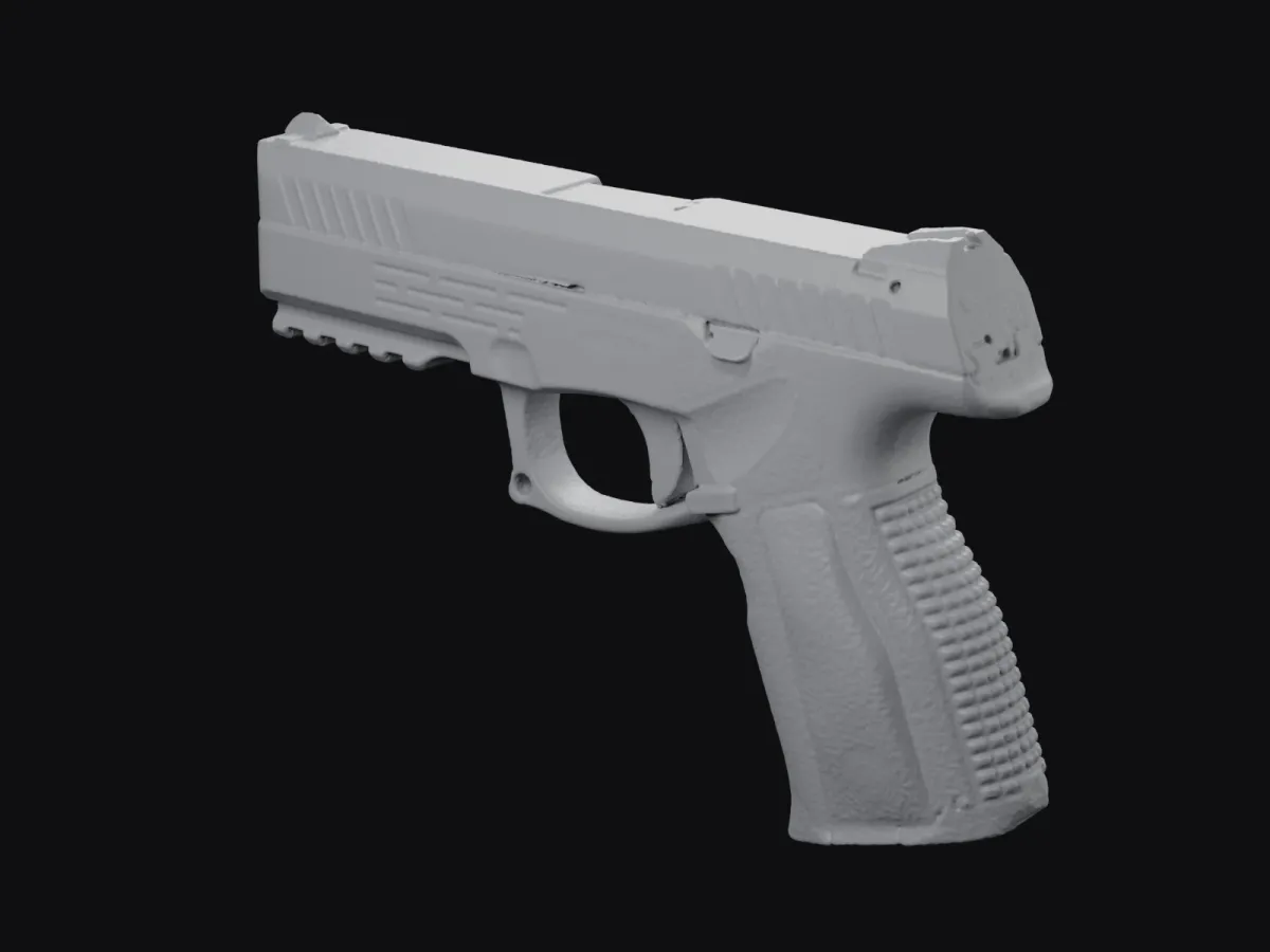 Steyr L9-A2 MF real size 3D scan STL, holster mold – rear three-quarter view