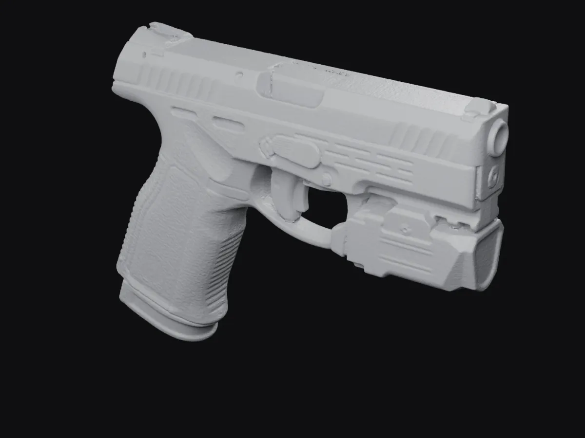 Steyr M9-A2 MF + Olight PL-X Valkyrie 1:1 3D szken STL, tokkészítő sablon – háromnegyed nézet