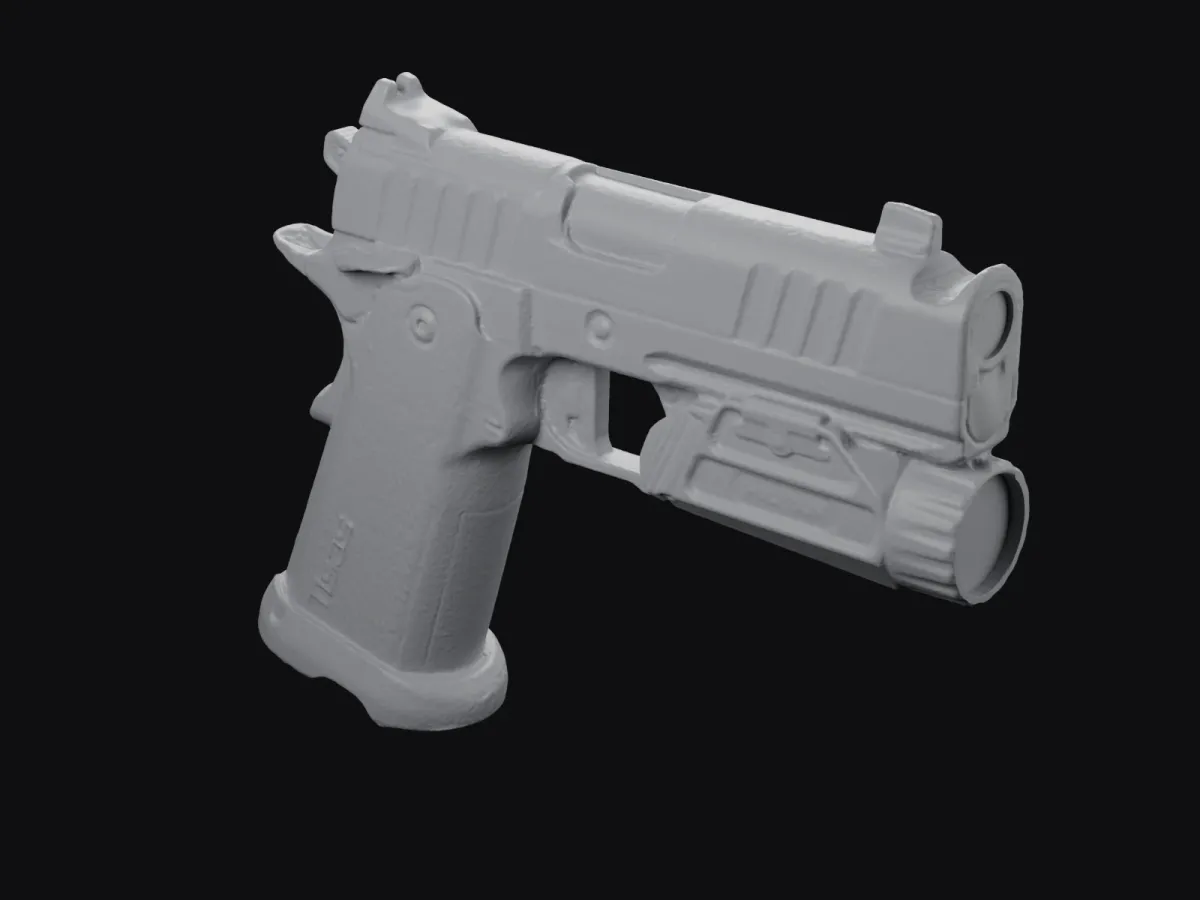 Tisas 2011 Carry Comp + Holosun P.ID real size 3D scan STL, holster mold – rear three-quarter view