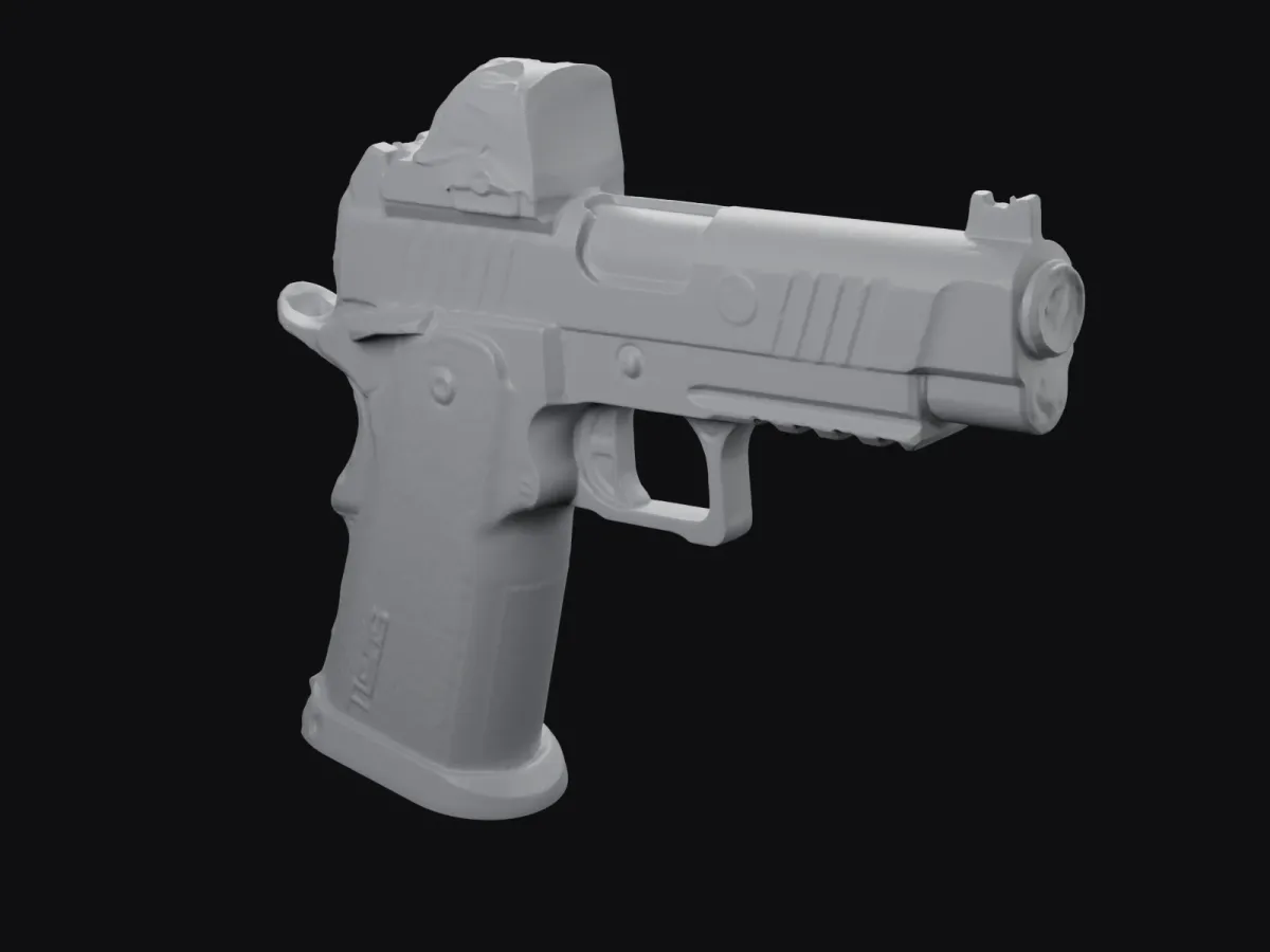 Tisas 2011 DS Carry + Red Dot 1:1 3D szken STL, tokkészítő sablon – hátsó háromnegyed nézet