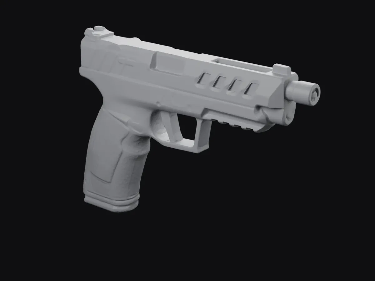 Tisas PX-9 Duty Night Stalker real size 3D scan STL, holster mold – rear three-quarter view