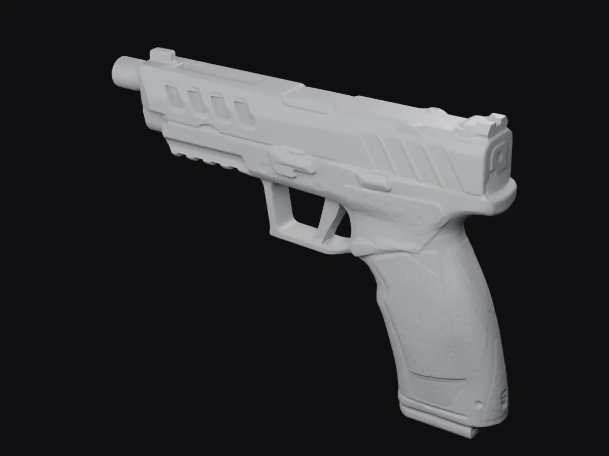 Tisas PX-9 Duty Night Stalker 1:1 3D szken STL, tokkészítő sablon – háromnegyed nézet