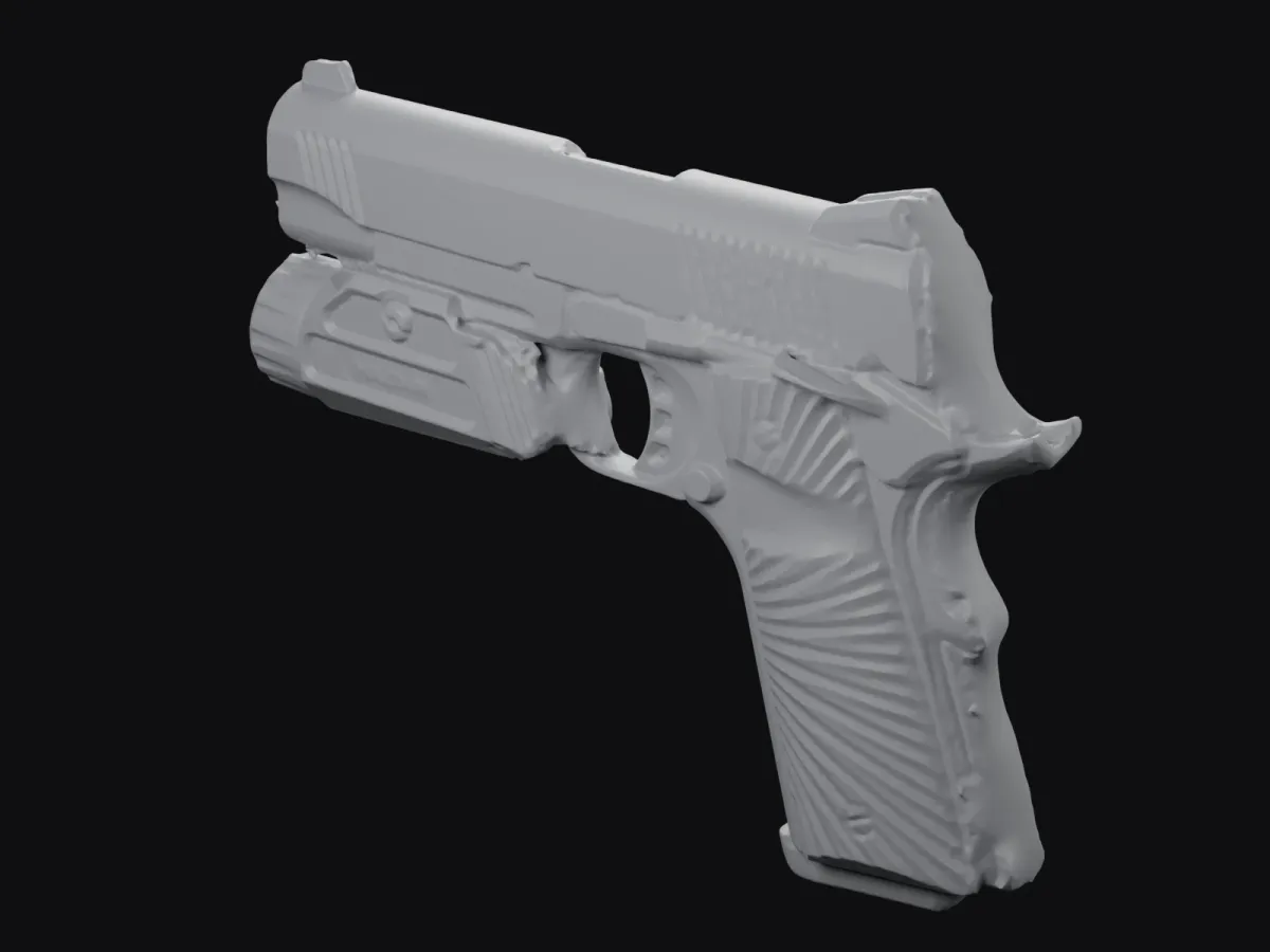 Tisas Zig PC9 + Holosun P.ID real size 3D scan STL, holster mold – rear three-quarter view