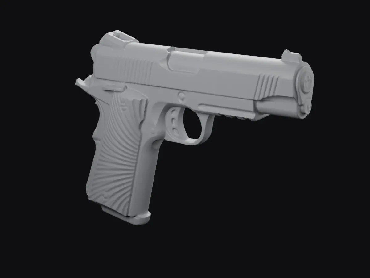 Tisas Zig PC9 real size 3D scan STL, holster mold – rear three-quarter view