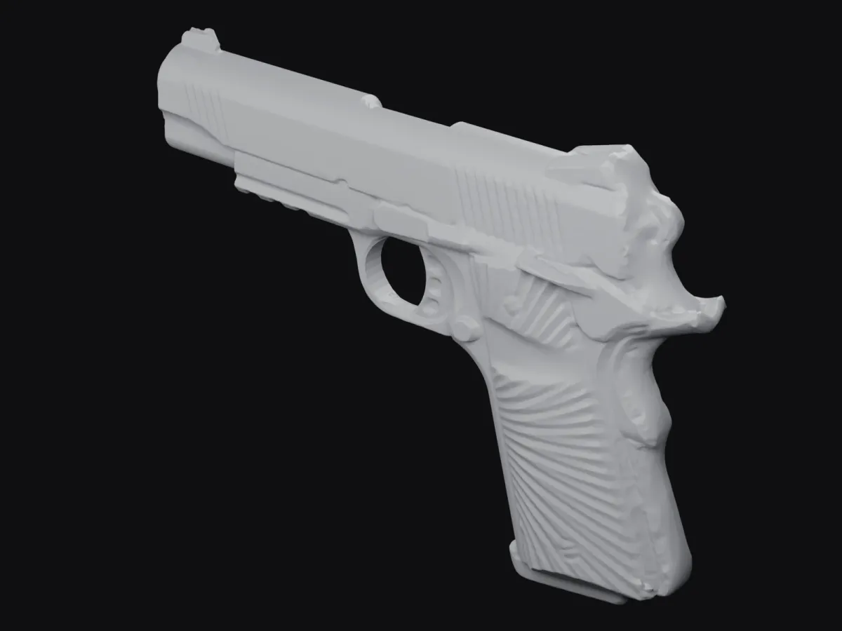 Tisas Zig PC9 real size 3D scan STL, holster mold – three-quarter view